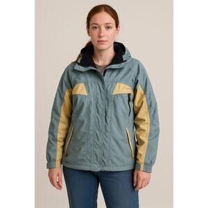 Cold As Ice Two-Tone Blue Beige Ski Snowboard Jacket Size L